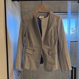Etcetera Women's Gray and White Checkered Blazer
